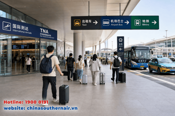 Di chuyển từ sân bay TNA về trung tâm Tế Nam