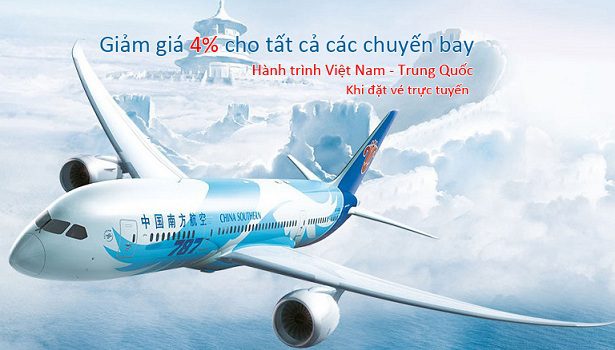 Giảm 4% cho tất cả các chuyến bay Việt Nam – Trung Quốc