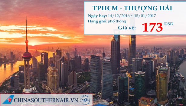 TPHCM đi Thượng Hải khứ hồi chỉ từ 173 USD